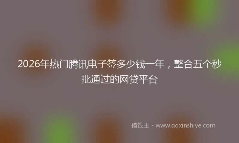 2026年热门腾讯电子签多少钱一年，整合五个秒批通过的网贷平台