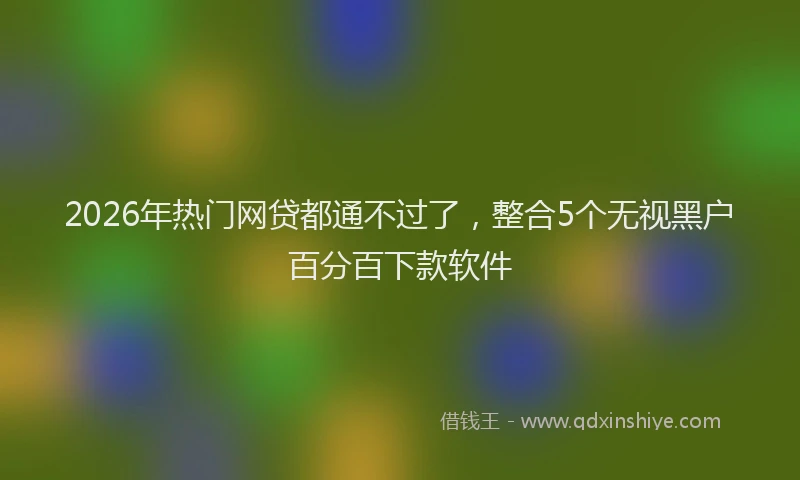 2026年热门网贷都通不过了，整合5个无视黑户百分百下款软件