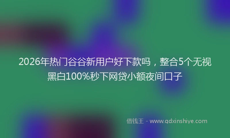 2026年热门谷谷新用户好下款吗，整合5个无视黑白100%秒下网贷小额夜间口子
