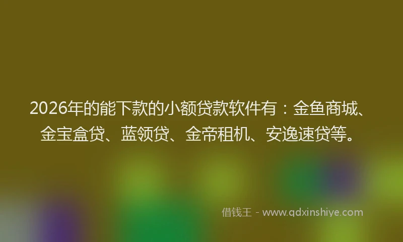 2026年的能下款的小额贷款软件有：金鱼商城、金宝盒贷、蓝领贷、金帝租机、安逸速贷等。