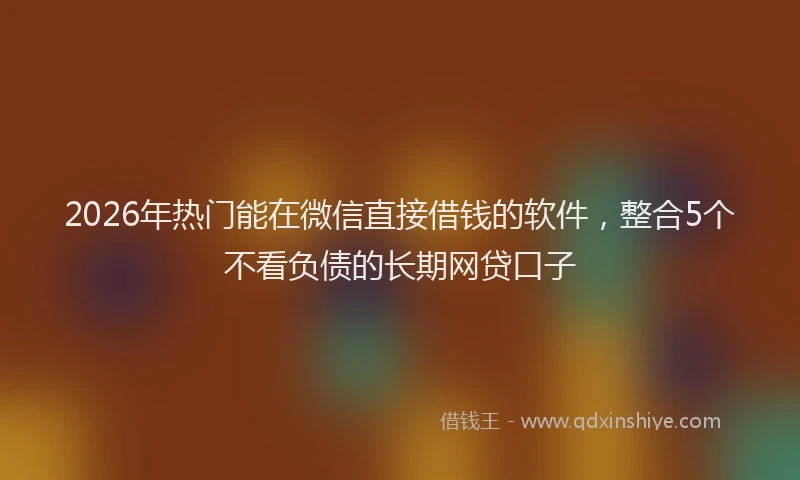 2026年热门能在微信直接借钱的软件，整合5个不看负债的长期网贷口子