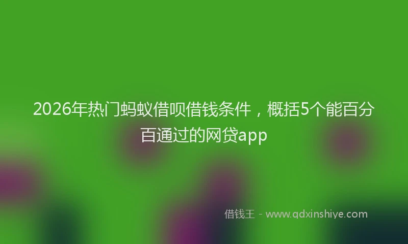 2026年热门蚂蚁借呗借钱条件，概括5个能百分百通过的网贷app