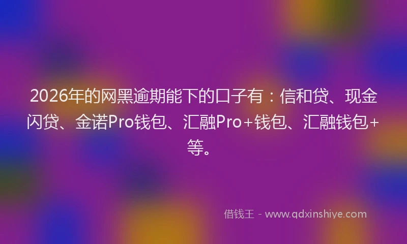 2026年的网黑逾期能下的口子有：信和贷、现金闪贷、金诺Pro钱包、汇融Pro+钱包、汇融钱包+等。