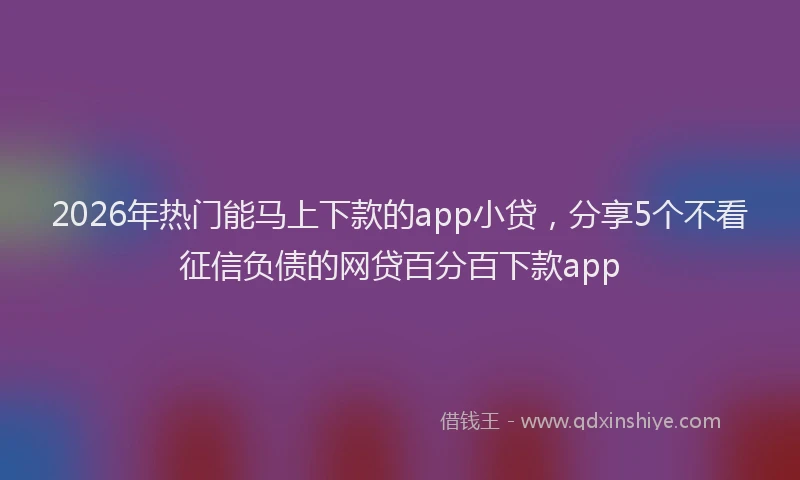 2026年热门能马上下款的app小贷，分享5个不看征信负债的网贷百分百下款app