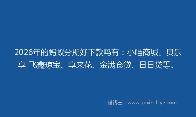 2026年的蚂蚁分期好下款吗有：小喵商城、贝乐享-飞鑫琼宝、享来花、金满仓贷、日日贷等。