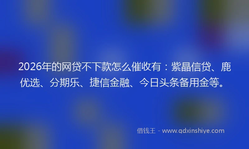 2026年的网贷不下款怎么催收有：紫晶信贷、鹿优选、分期乐、捷信金融、今日头条备用金等。