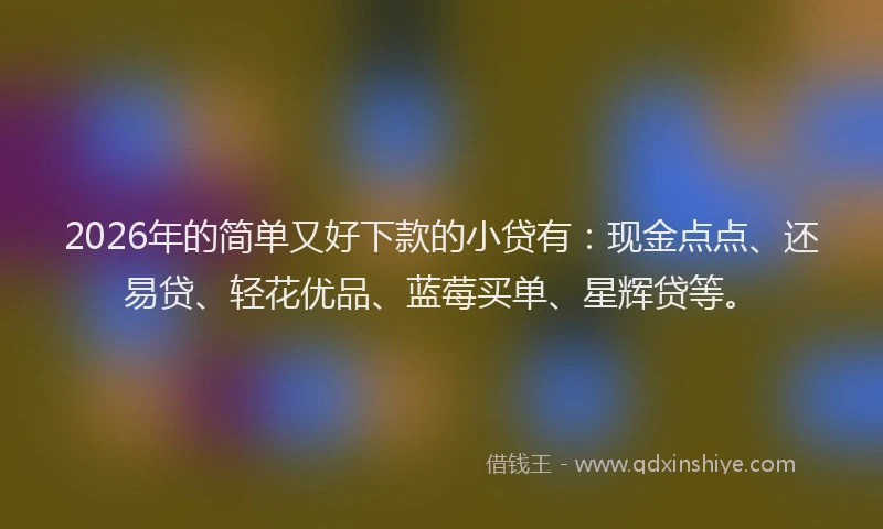 2026年的简单又好下款的小贷有：现金点点、还易贷、轻花优品、蓝莓买单、星辉贷等。