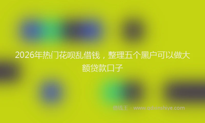 2026年热门花呗乱借钱，整理五个黑户可以做大额贷款口子