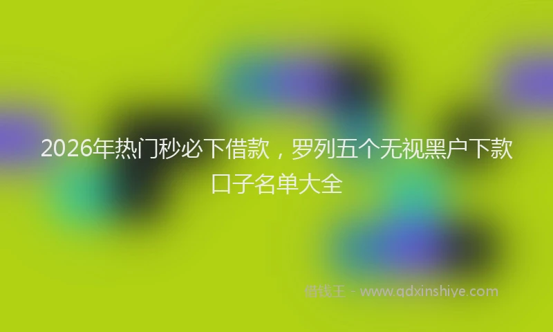 2026年热门秒必下借款，罗列五个无视黑户下款口子名单大全