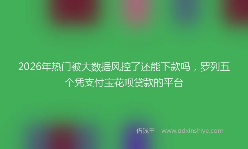 2026年热门被大数据风控了还能下款吗，罗列五个凭支付宝花呗贷款的平台