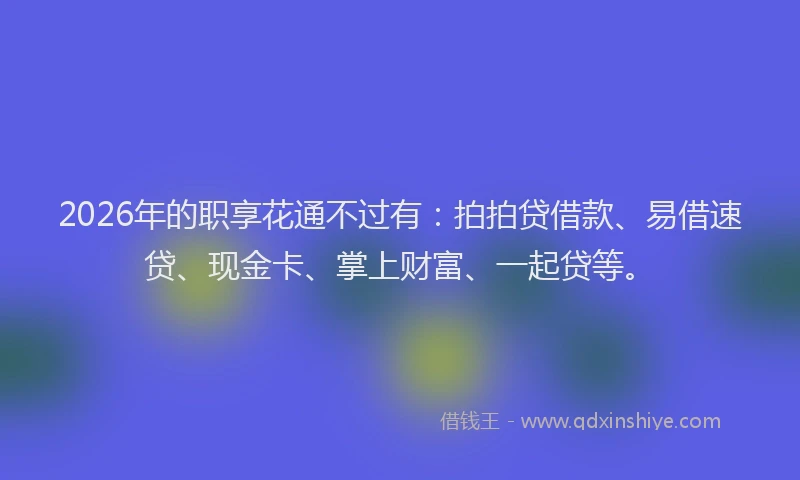 2026年的职享花通不过有：拍拍贷借款、易借速贷、现金卡、掌上财富、一起贷等。