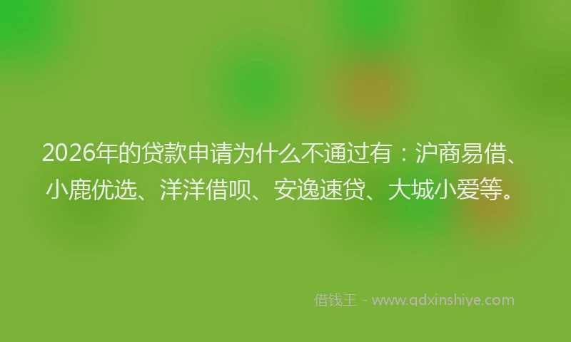 2026年的贷款申请为什么不通过有：沪商易借、小鹿优选、洋洋借呗、安逸速贷、大城小爱等。
