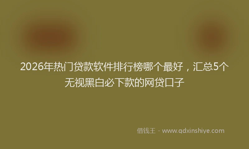 2026年热门贷款软件排行榜哪个最好，汇总5个无视黑白必下款的网贷口子