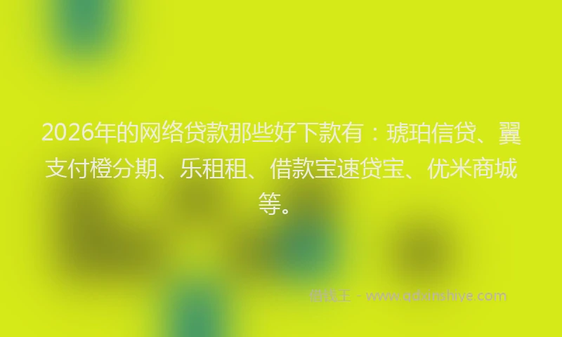 2026年的网络贷款那些好下款有：琥珀信贷、翼支付橙分期、乐租租、借款宝速贷宝、优米商城等。