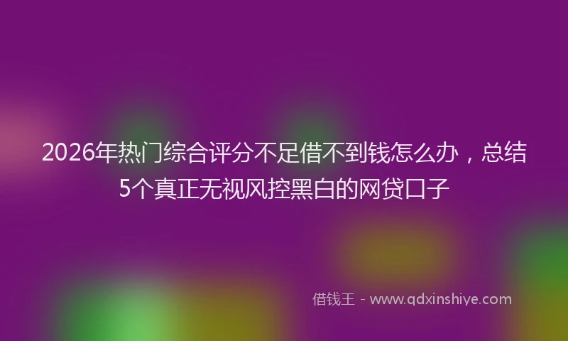 2026年热门综合评分不足借不到钱怎么办,总结5个真正无视风控黑白的网贷口子