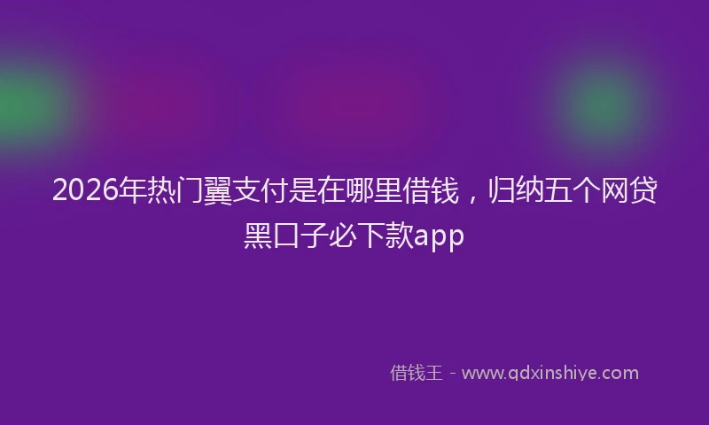 2026年热门翼支付是在哪里借钱,归纳五个网贷黑口子必下款app