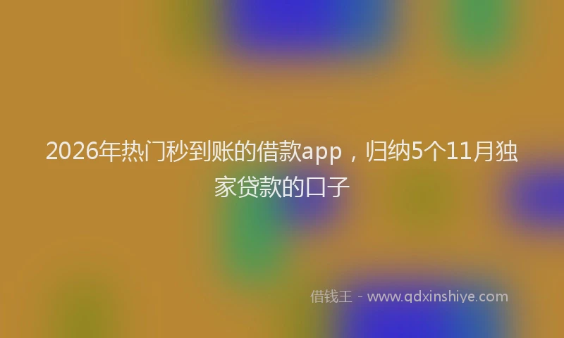 2026年热门秒到账的借款app，归纳5个11月独家贷款的口子