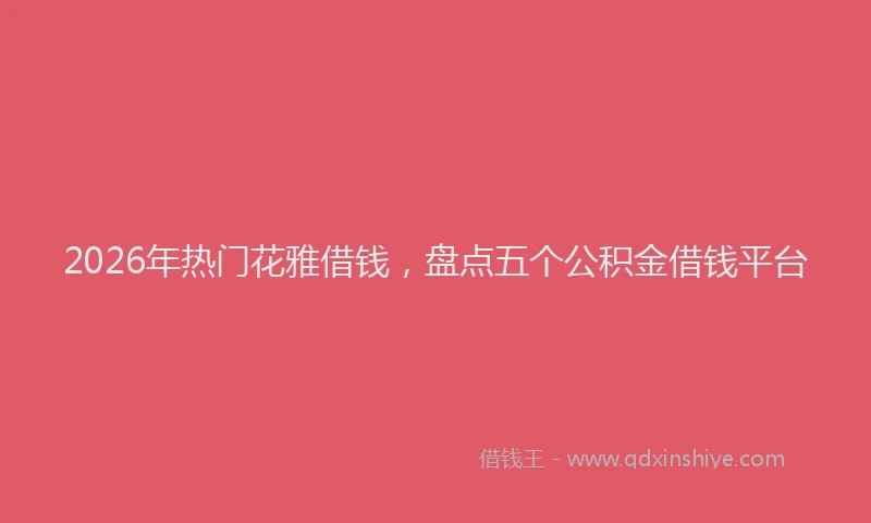 2026年热门花雅借钱，盘点五个公积金借钱平台