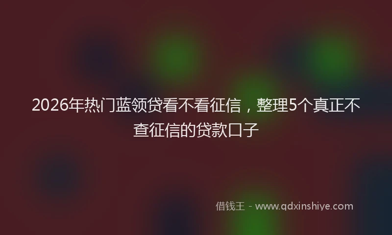 2026年热门蓝领贷看不看征信，整理5个真正不查征信的贷款口子