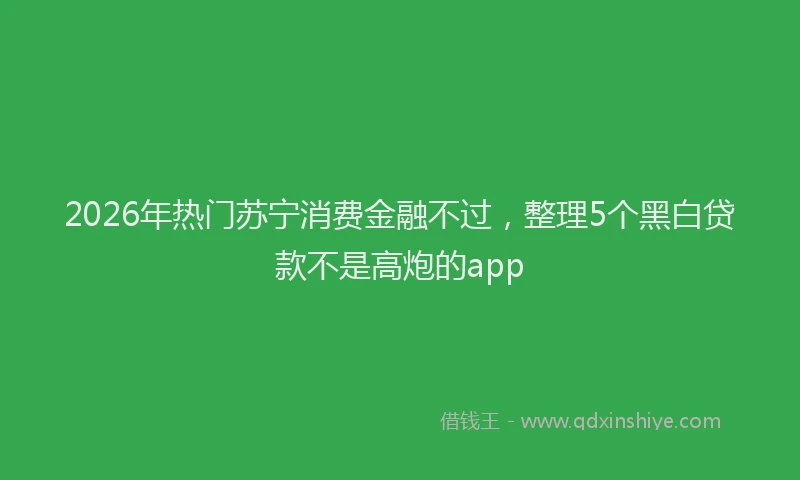 2026年热门苏宁消费金融不过，整理5个黑白贷款不是高炮的app