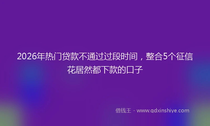 2026年热门贷款不通过过段时间，整合5个征信花居然都下款的口子