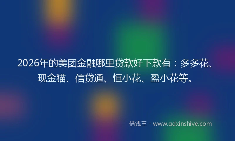 2026年的美团金融哪里贷款好下款有：多多花、现金猫、信贷通、恒小花、盈小花等。