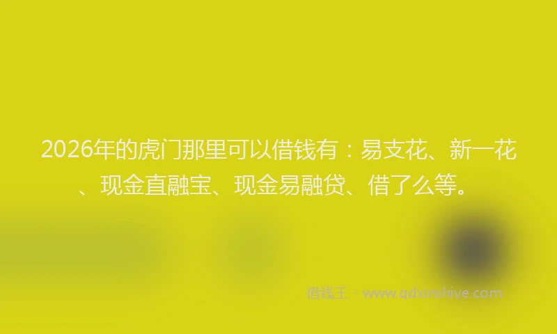 2026年的虎门那里可以借钱有：易支花、新一花、现金直融宝、现金易融贷、借了么等。