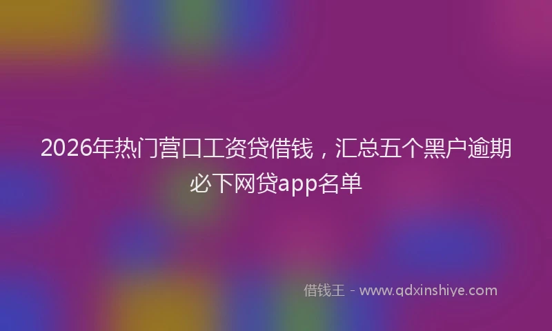 2026年热门营口工资贷借钱，汇总五个黑户逾期必下网贷app名单