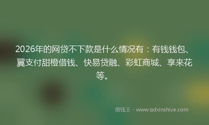 2026年的网贷不下款是什么情况有:有钱钱包、翼支付甜橙借钱、快易贷融、彩虹商城、享来花等。