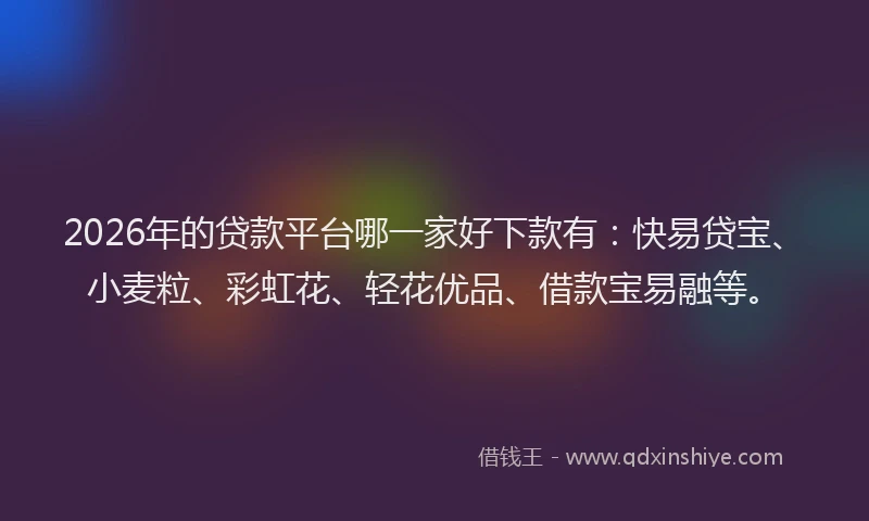 2026年的贷款平台哪一家好下款有：快易贷宝、小麦粒、彩虹花、轻花优品、借款宝易融等。