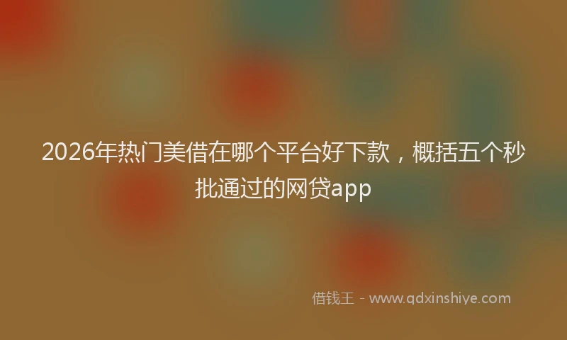 2026年热门美借在哪个平台好下款，概括五个秒批通过的网贷app