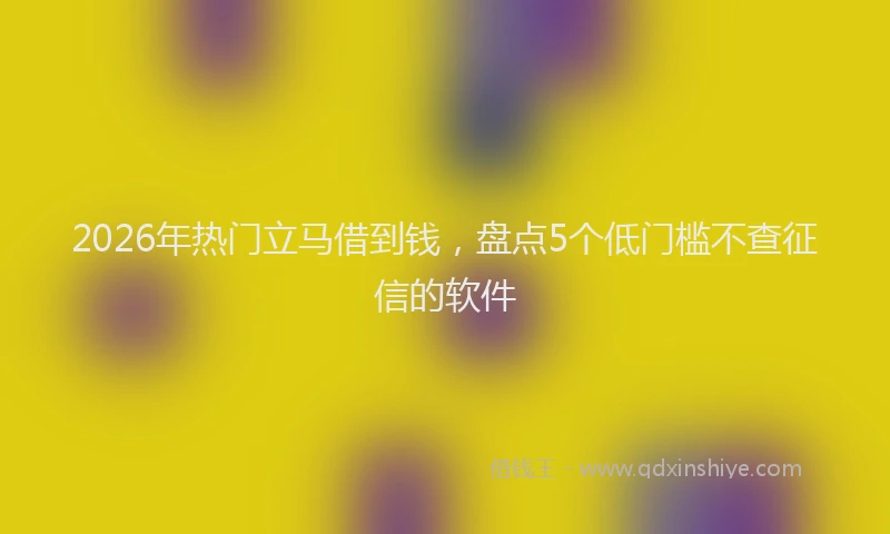 2026年热门立马借到钱，盘点5个低门槛不查征信的软件