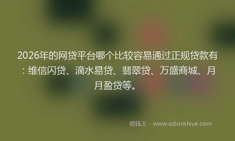 2026年的网贷平台哪个比较容易通过正规贷款有：维信闪贷、滴水易贷、翡翠贷、万盛商城、月月盈贷等。