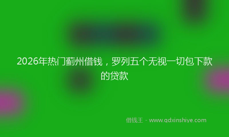 2026年热门蓟州借钱，罗列五个无视一切包下款的贷款