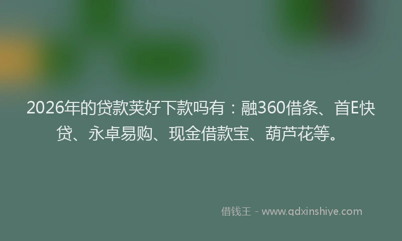 2026年的贷款荚好下款吗有：融360借条、首E快贷、永卓易购、现金借款宝、葫芦花等。
