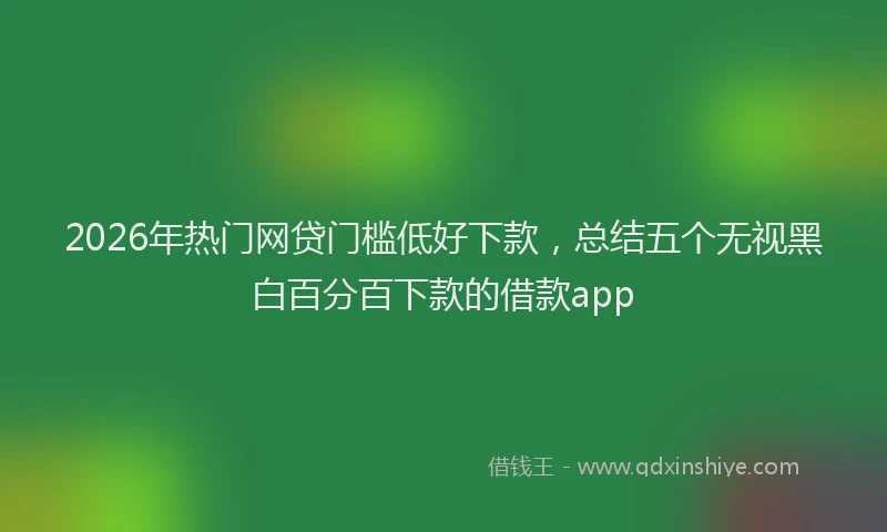 2026年热门网贷门槛低好下款，总结五个无视黑白百分百下款的借款app