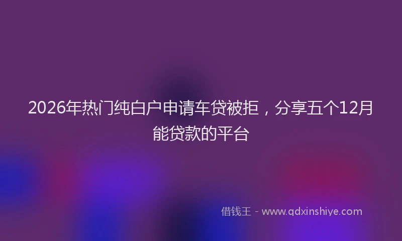 2026年热门纯白户申请车贷被拒,分享五个12月能贷款的平台