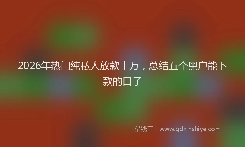 2026年热门纯私人放款十万,总结五个黑户能下款的口子