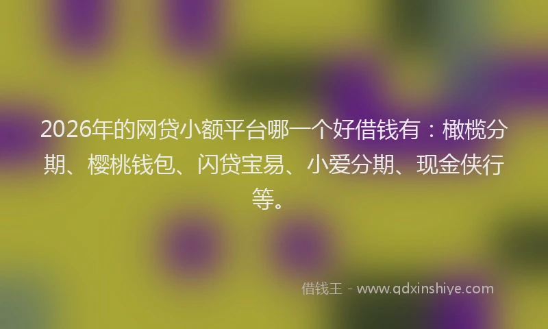 2026年的网贷小额平台哪一个好借钱有：橄榄分期、樱桃钱包、闪贷宝易、小爱分期、现金侠行等。