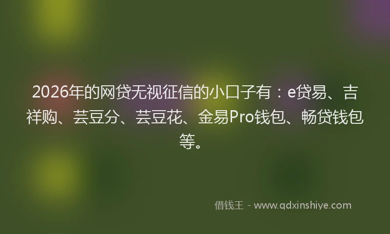2026年的网贷无视征信的小口子有:e贷易、吉祥购、芸豆分、芸豆花、金易Pro钱包、畅贷钱包等。