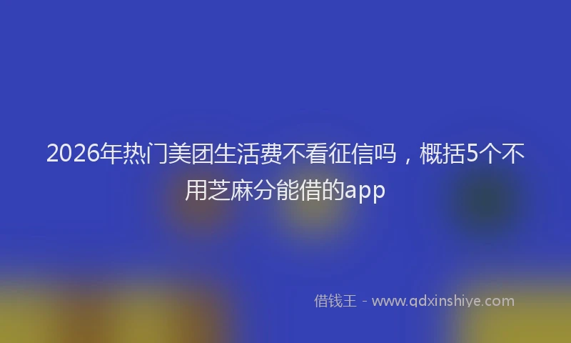 2026年热门美团生活费不看征信吗，概括5个不用芝麻分能借的app