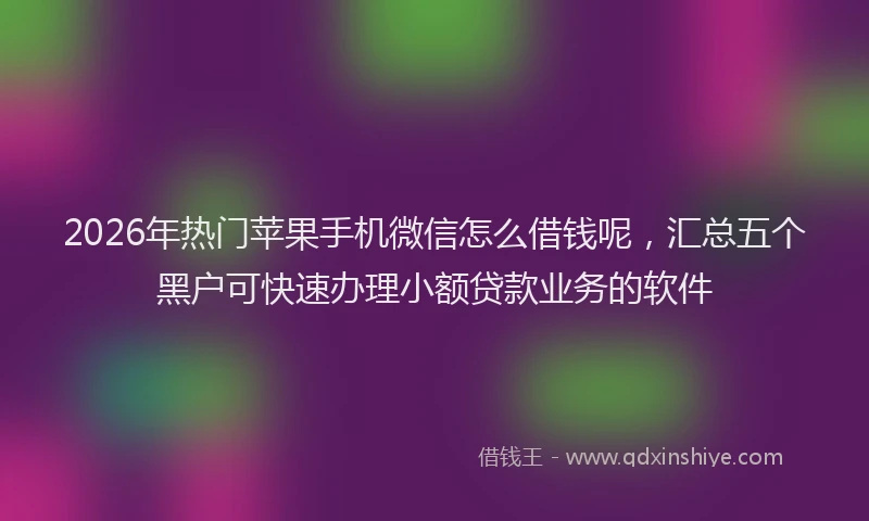 2026年热门苹果手机微信怎么借钱呢，汇总五个黑户可快速办理小额贷款业务的软件
