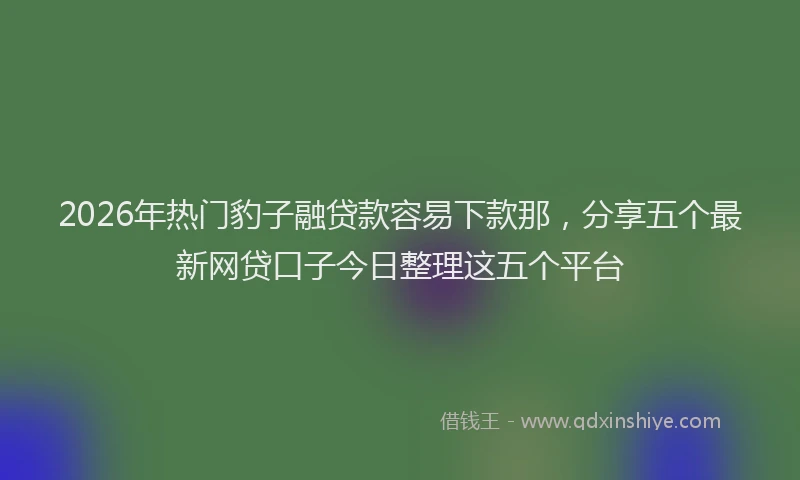 2026年热门豹子融贷款容易下款那，分享五个最新网贷口子今日整理这五个平台