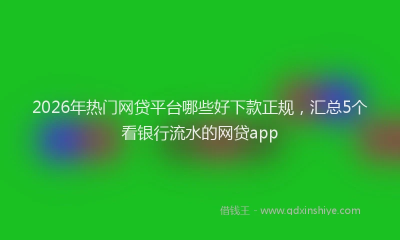 2026年热门网贷平台哪些好下款正规，汇总5个看银行流水的网贷app