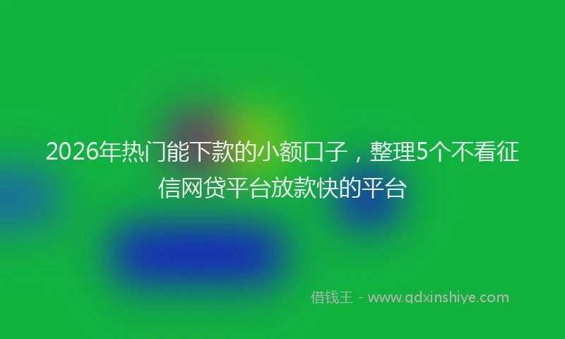 2026年热门能下款的小额口子，整理5个不看征信网贷平台放款快的平台