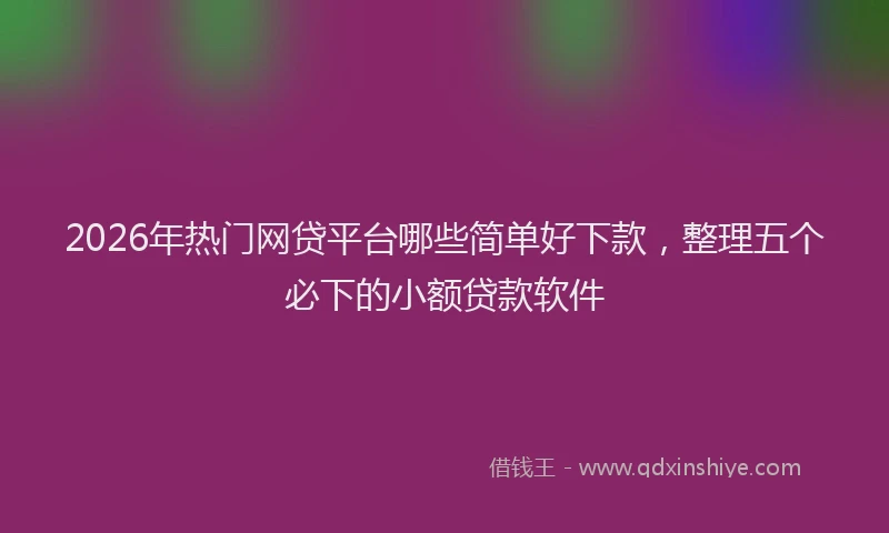 2026年热门网贷平台哪些简单好下款，整理五个必下的小额贷款软件