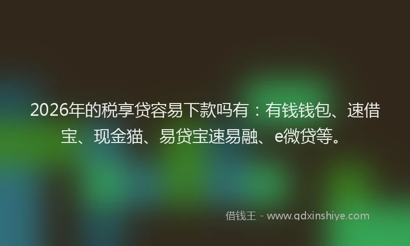 2026年的税享贷容易下款吗有：有钱钱包、速借宝、现金猫、易贷宝速易融、e微贷等。