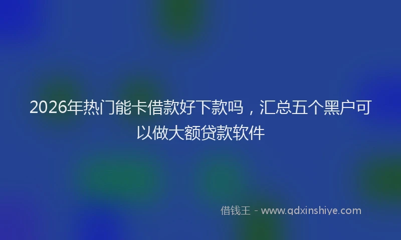 2026年热门能卡借款好下款吗，汇总五个黑户可以做大额贷款软件