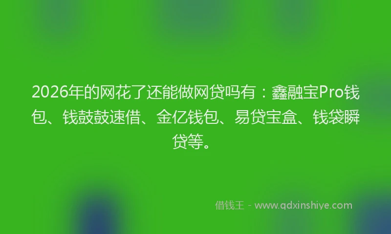 2026年的网花了还能做网贷吗有：鑫融宝Pro钱包、钱鼓鼓速借、金亿钱包、易贷宝盒、钱袋瞬贷等。