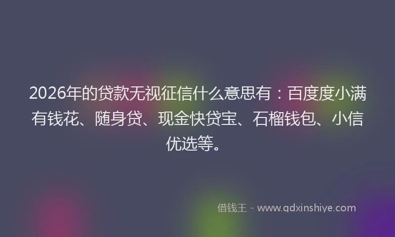 2026年的贷款无视征信什么意思有：百度度小满有钱花、随身贷、现金快贷宝、石榴钱包、小信优选等。
